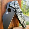 Spyderco Yojimbo 2 TI - Samurai Masks - Deep Laser Engraved - Titanium Scales - EDC Gear - Fully Installed Knife Option