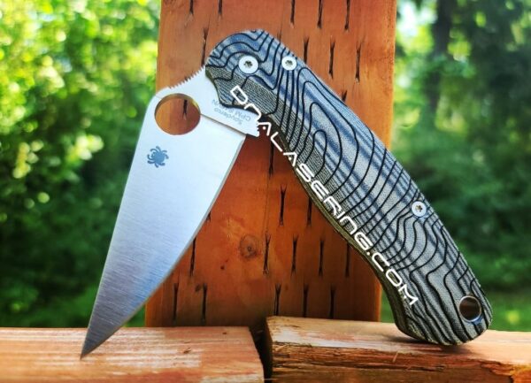 Spyderco PM2 Lotus - Topographic - Engraved Black Linen Micarta Knife Scales - EDC Gear - Knife & Hardware Optional