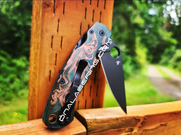 Spyderco PM2 Copper - Shipwreck Patina - Kraken - Laser Engraved PM2 Copper Scales - EDC Gear - Hardware & Knife Install Options