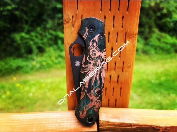 Spyderco PM2 Copper - Shipwreck Patina - Kraken - Laser Engraved PM2 Copper Scales - EDC Gear - Hardware & Knife Install Options