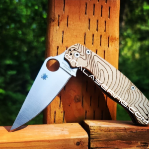 Spyderco PM2 - Topographic Map - Engraved Brown Canvas Micarta Scales - CPM-CRU-WEAR Blade - EDC Gear - NIB Knife
