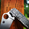 Spyderco PM3 TI - Snake Skin - Laser Engraved Titanium Knife Scales - Paramilitary 3 - EDC Gear - Knife & Hardware Optional