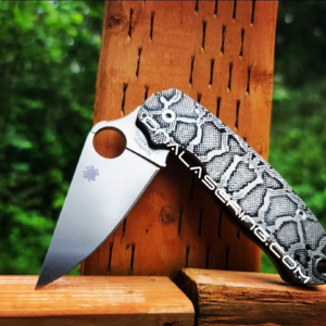 Spyderco PM3 TI - Snake Skin - Laser Engraved Titanium Knife Scales - Paramilitary 3 - EDC Gear - Knife & Hardware Optional