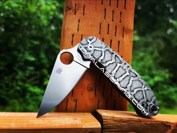 Spyderco PM3 TI - Snake Skin - Laser Engraved Titanium Knife Scales - Paramilitary 3 - EDC Gear - Knife & Hardware Optional