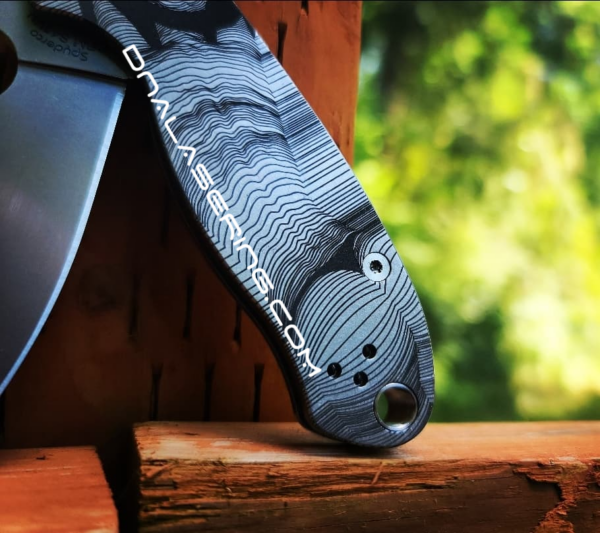 Spyderco PM3 TI - Striptease - Deep Laser Engraved Titanium Knife Scales  - Paramilitary 3 EDC - Hardware & Knife Install Options