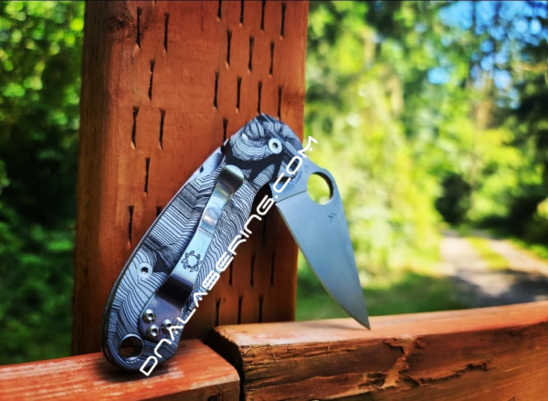 Spyderco PM3 TI - Striptease - Deep Laser Engraved Titanium Knife Scales  - Paramilitary 3 EDC - Hardware & Knife Install Options