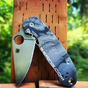 Spyderco PM3 TI - Striptease - Deep Laser Engraved Titanium Knife Scales  - Paramilitary 3 EDC - Hardware & Knife Install Options
