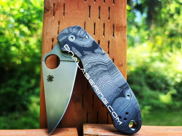 Spyderco PM3 TI - Striptease - Deep Laser Engraved Titanium Knife Scales  - Paramilitary 3 EDC - Hardware & Knife Install Options