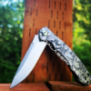 ZT 0450 Sinkevich - Intricate Leaf Scroll with Shading - Deep Fiber Laser Engraved - EDC Knife - NIB