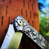ZT 0450 Sinkevich - Intricate Leaf Scroll with Shading - Deep Fiber Laser Engraved - EDC Knife - NIB