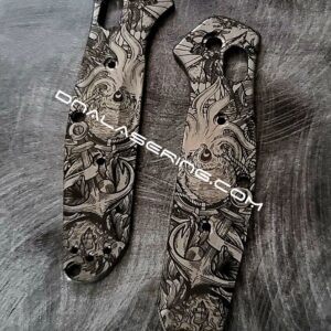 Benchmade 945 MINI Osborne - Kraken VS Pirate Ship - Deep Laser Engraved Titanium Scales - EDC Gear *Scales Only*