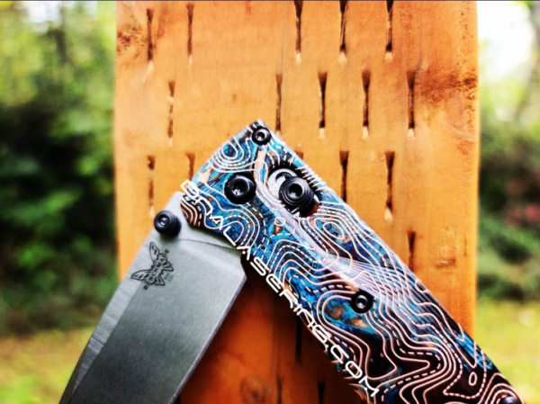 Benchmade Bugout Crossfade - Shipwreck Patina - Topographic Map - Deep Laser Engraved - Copper Knife Scales - EDC Gear *Scales Only*