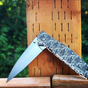 Kershaw Leek Linerlock Black - Dimensional Waves - Fiber Laser Engraved Black Scales - EDC Knife