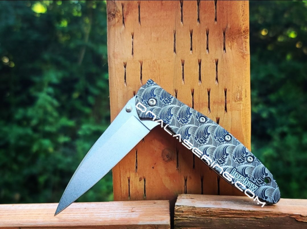 Kershaw Leek Linerlock Black - Dimensional Waves - Fiber Laser Engraved Black Scales - EDC Knife