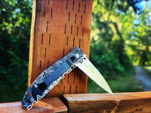 Kershaw Leek Linerlock Black - Dimensional Waves - Fiber Laser Engraved Black Scales - EDC Knife