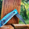 Kershaw Leek Linerlock Teal - Mandala - Fiber Laser Engraved - Stonewash Blade - EDC Knife