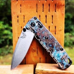 MINI Benchmade Bugout - Shipwreck Patina - Topographic Lines - Laser Engraved Copper Knife Scales - EDC Gear *Scales Only*