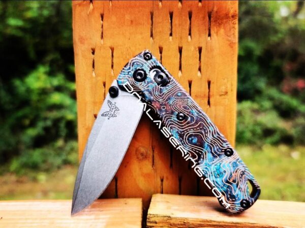 MINI Benchmade Bugout - Shipwreck Patina - Topographic Lines - Laser Engraved Copper Knife Scales - EDC Gear *Scales Only*