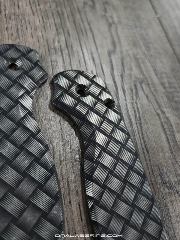 Spyderco PM2 TI - Basket Weave - Deep Laser Engraved Titanium PM2 Knife Scales - EDC Gear - Knife & Hardware Optional