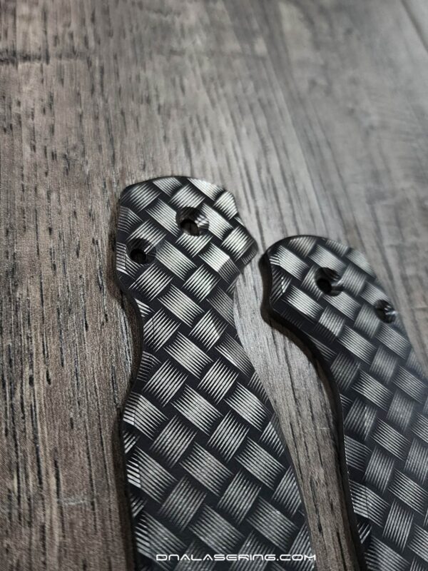 Spyderco PM2 TI - Basket Weave - Deep Laser Engraved Titanium PM2 Knife Scales - EDC Gear - Knife & Hardware Optional