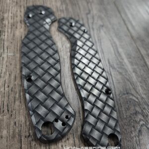 Spyderco PM2 TI - Basket Weave - Deep Laser Engraved Titanium PM2 Knife Scales - EDC Gear - Knife & Hardware Optional