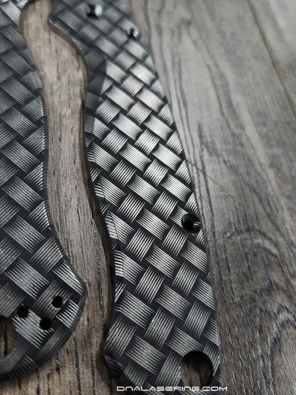 Spyderco PM2 TI - Basket Weave - Deep Laser Engraved Titanium PM2 Knife Scales - EDC Gear - Knife & Hardware Optional