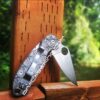 Spyderco PM3 TI - Dimensional Waves - Deep Laser Engraved Titanium PM3 Knife Scales - EDC Gear - Hardware & Knife Install Options