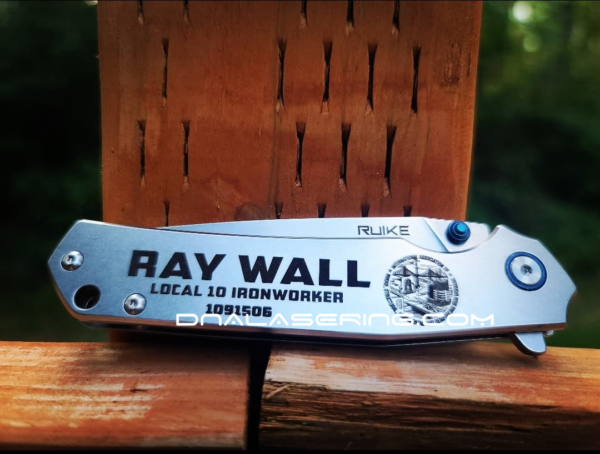Ruike P801 - Ironworker - Custom Text - Fiber Laser Deep Engraved - EDC Knife - Personalized - NIB