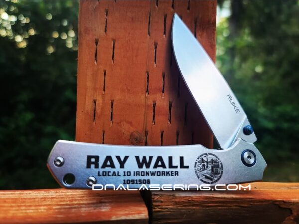 Ruike P801 - Ironworker - Custom Text - Fiber Laser Deep Engraved - EDC Knife - Personalized - NIB