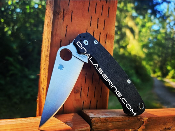 Spyderco PM2 - Seigaiha Waves - Laser Engraved Black G10 Scales - EDC Gear - Knife & Hardware Optional