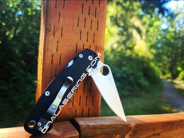 Spyderco PM2 - Seigaiha Waves - Laser Engraved Black G10 Scales - EDC Gear - Knife & Hardware Optional