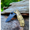 Spyderco Tenacious - Aztec Calendar - Deep Fiber Laser Engraved Brass Scales - EDC Gear *Scales Only*
