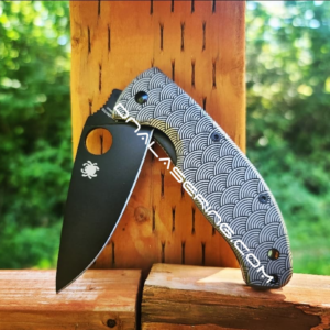 Spyderco Tenacious - Seigaiha - Japanese Waves - Deep Fiber Laser Engraved Titanium Scales - EDC Gear *Scales Only*