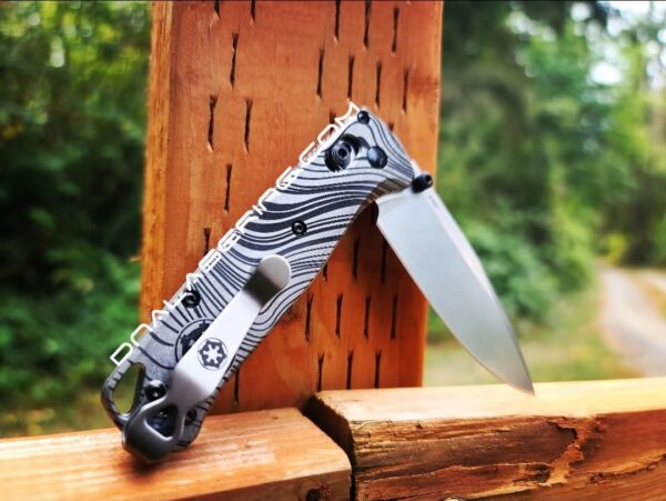 LynchNW Benchmade - Galactic Empire - Deep Laser Engraved Titanium - Deep Carry Pocket Clip - Emerson - Protech -  Blacksmith, Sandwash, or Satin Finish