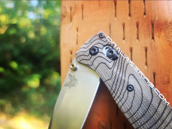 Benchmade Bugout Crossfade - Topographic Map - Laser Engraved - Green Canvas Micarta Knife Scales - EDC Gear *Scales Only*