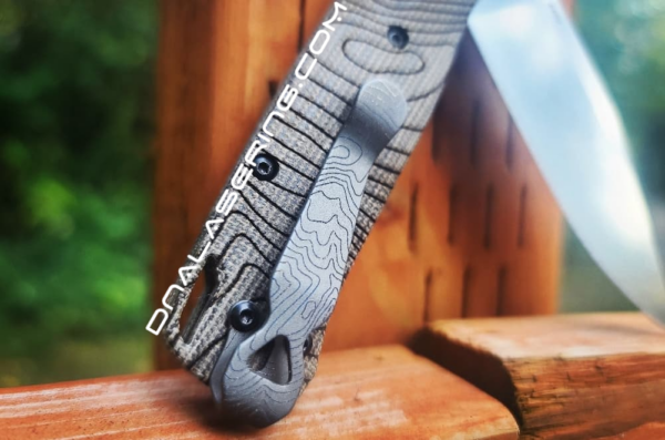 Benchmade Bugout Crossfade - Topographic Map - Laser Engraved - Green Canvas Micarta Knife Scales - EDC Gear *Scales Only*