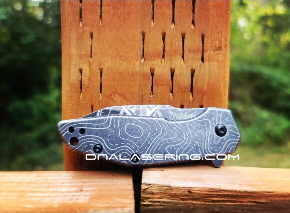 Kershaw Gravel - Compass Rose - Topographic - Deep Fiber Laser Engraved - EDC Knife - Stainless Steel - NIB - Image 2