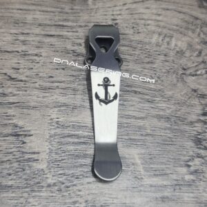 LynchNW Benchmade - Anchor - Deep Laser Engraved Titanium - Deep Carry Pocket Clip - Emerson - Protech - Blacksmith, Sandwash, or Satin Finish