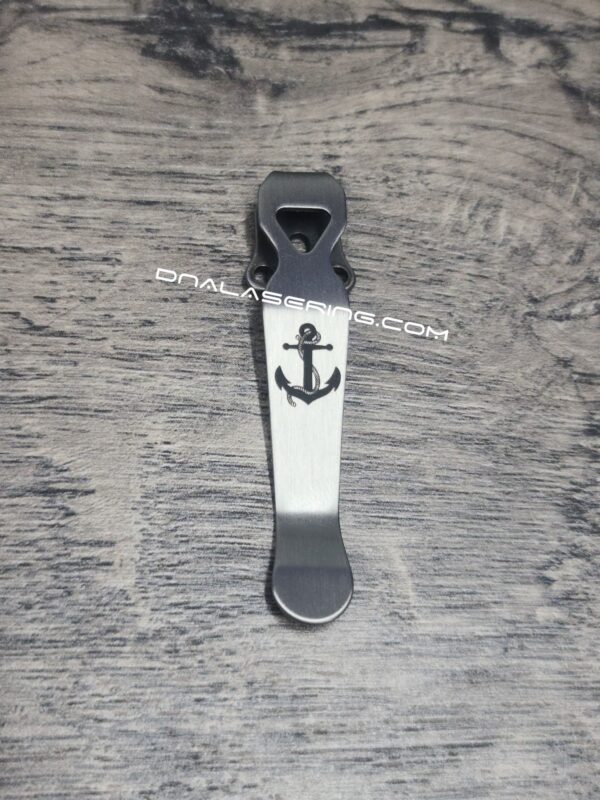 LynchNW Benchmade - Anchor - Deep Laser Engraved Titanium - Deep Carry Pocket Clip - Emerson - Protech - Blacksmith, Sandwash, or Satin Finish