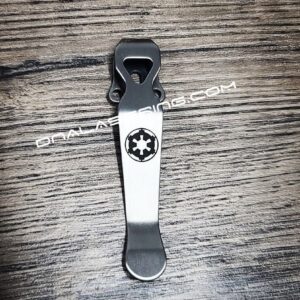 LynchNW Benchmade - Galactic Empire - Deep Laser Engraved Titanium - Deep Carry Pocket Clip - Emerson - Protech -  Blacksmith, Sandwash, or Satin Finish