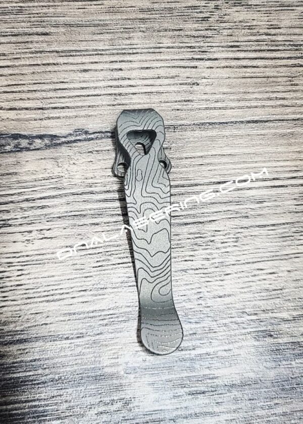 LynchNW Benchmade - Topographic - Deep Laser Engraved Titanium - Deep Carry Pocket Clip - Emerson - Protech - Blacksmith, Sandwashed or Satin Finish