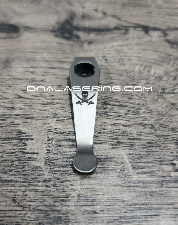 LynchNW Spyderco - Jolly Roger - Deep Laser Engraved Titanium - Deep Carry Pocket Clip - Blacksmith, Satin or Sandwash Finish