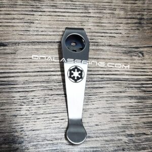LynchNW Spyderco - Galactic Empire - Deep Laser Engraved Titanium - Deep Carry Pocket Clip - Blacksmith, Satin or Sandwashed Finish