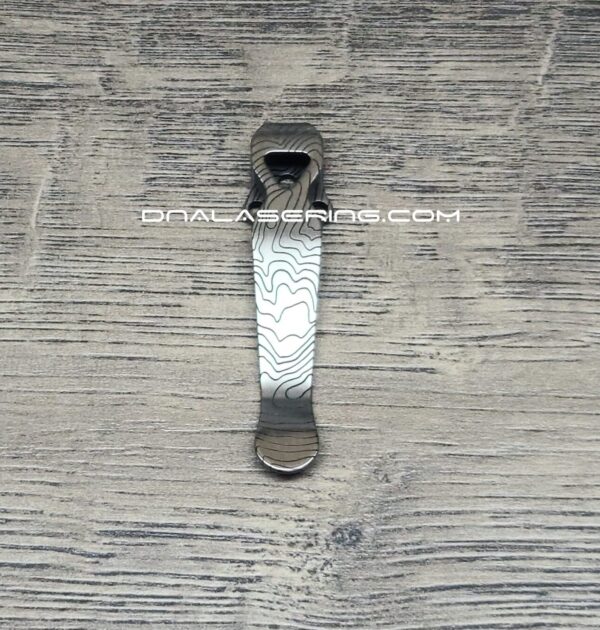 LynchNW Benchmade - Topographic - Deep Laser Engraved Titanium - Deep Carry Pocket Clip - Emerson - Protech - Blacksmith, Sandwashed or Satin Finish