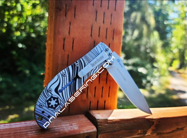 Kershaw Volt - Beskar Ingot - Mandalorian - Deep Fiber Laser Engraved - Double Sided Black Engraving - EDC Knife - Stainless Steel - NIB