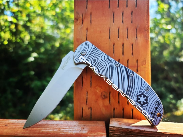 Kershaw Volt - Beskar Ingot - Mandalorian - Deep Fiber Laser Engraved - Double Sided Black Engraving - EDC Knife - Stainless Steel - NIB