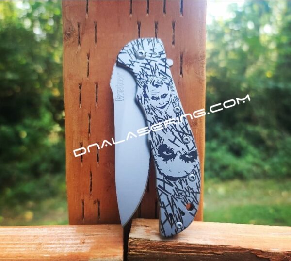 Kershaw Volt - Joker - Deep Fiber Laser Engraved - Double Sided Black Engraving - EDC Knife - Stainless Steel - NIB