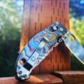Spyderco Manix 2 - Metallic Formation - Topographic Lines - Annealed MOPA Color - Laser Engraved Titanium Scales - EDC Gear *Scales Only* - Image 2