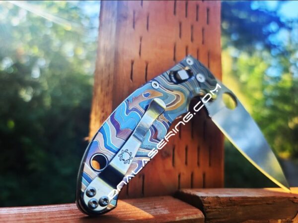 Spyderco Manix 2 - Metallic Formation - Topographic Lines - Annealed MOPA Color - Laser Engraved Titanium Scales - EDC Gear *Scales Only*