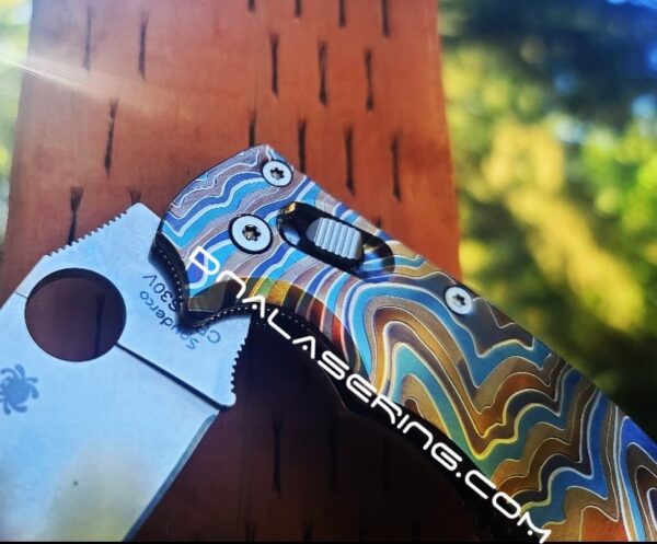 Spyderco Manix 2 - Metallic Formation - Topographic Lines - Annealed MOPA Color - Laser Engraved Titanium Scales - EDC Gear *Scales Only*